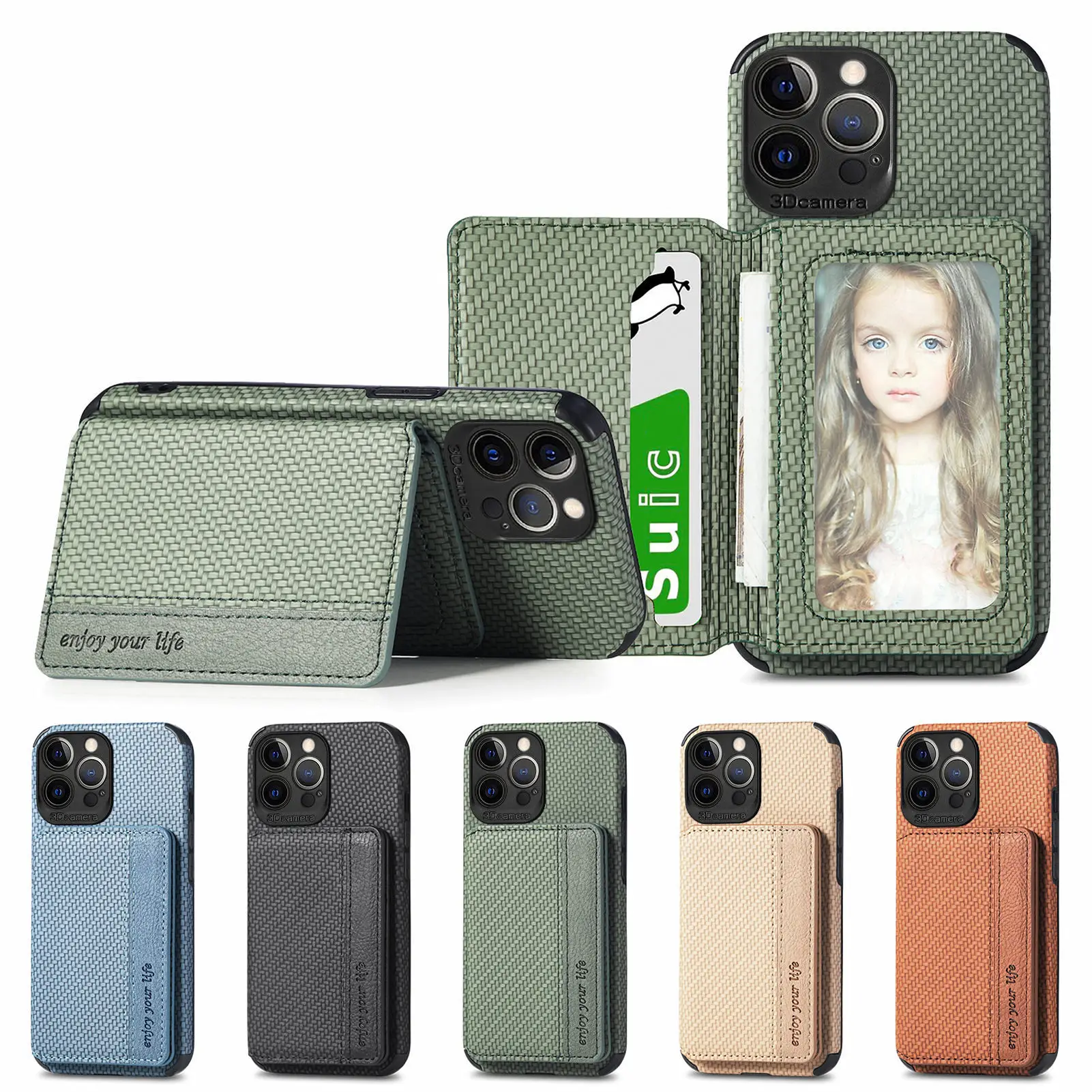 New Product for iPhone 12 13 14 Pro Max 14 Plus Mobile Phone Case Woven Card Multi-function Protective Cover Leather Case