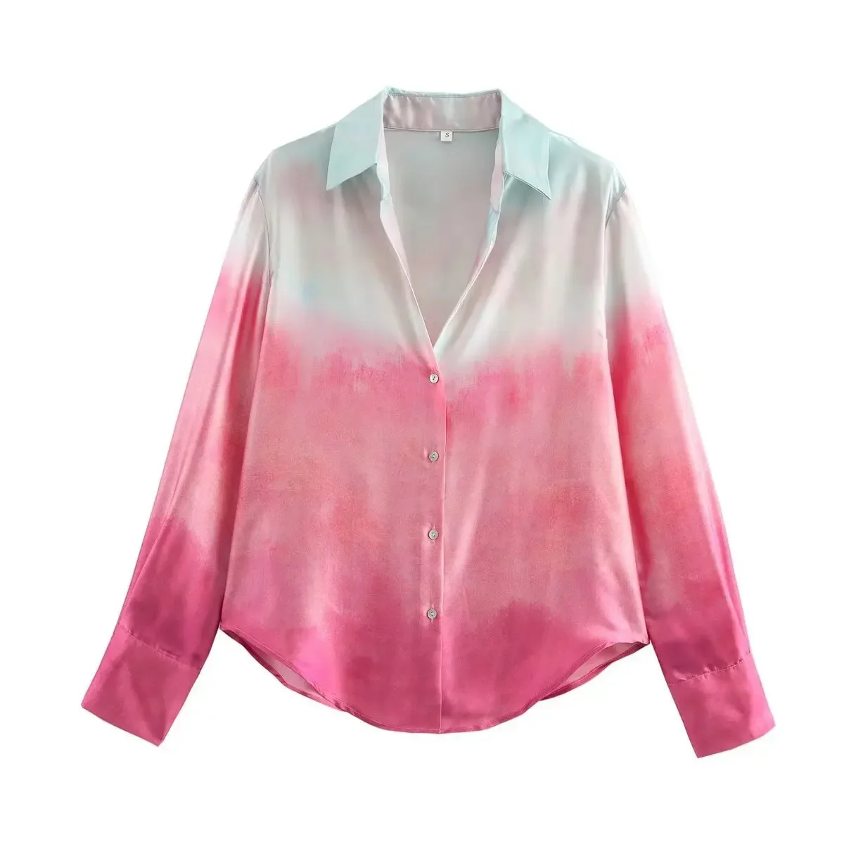 Женская одежда в европейском стиле шелковая рубашка с принтом и брюки костюм Tie Dye