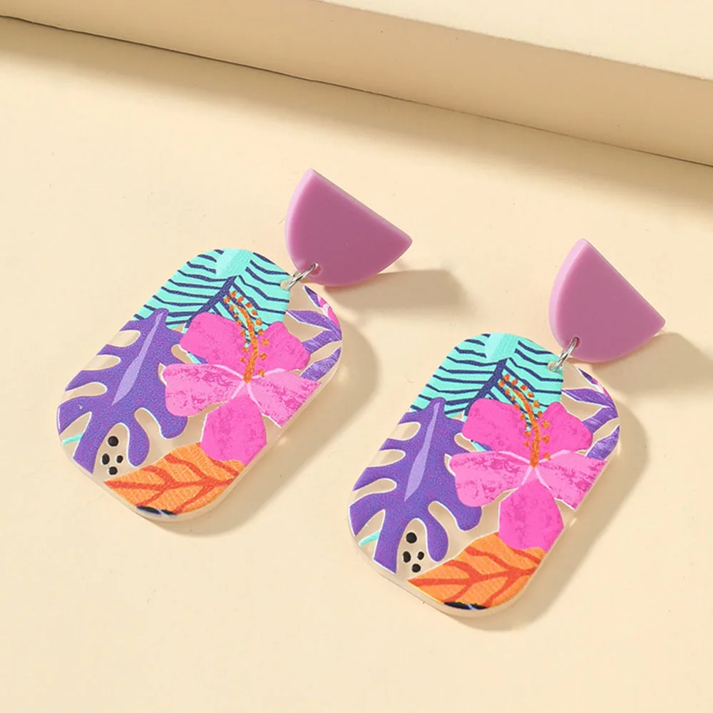 1/6/10Pcs Simple Earrings Pendientes Piercing Acrylic 3D Relief Printing DIY Earring Key Chain Pendant  for Jewelry Making