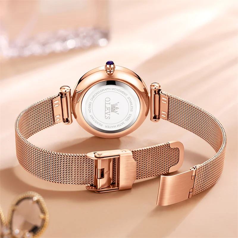 OLEVS Luxury Elegant Ladies Watch High Quality Casual Stainless Steel Diamond Waterproof Quartz Women's Watches Dress Clock