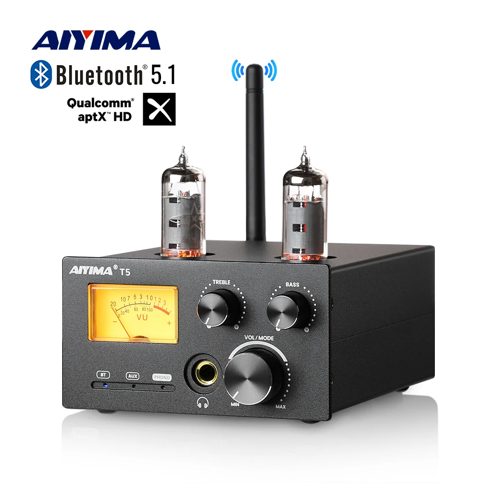 AIYIMA MM Phono Stage Amplifier Record Player Stereo Audio VU Meter Bluetooth Amplifier For Turntable Phonograph Preamplifier T5