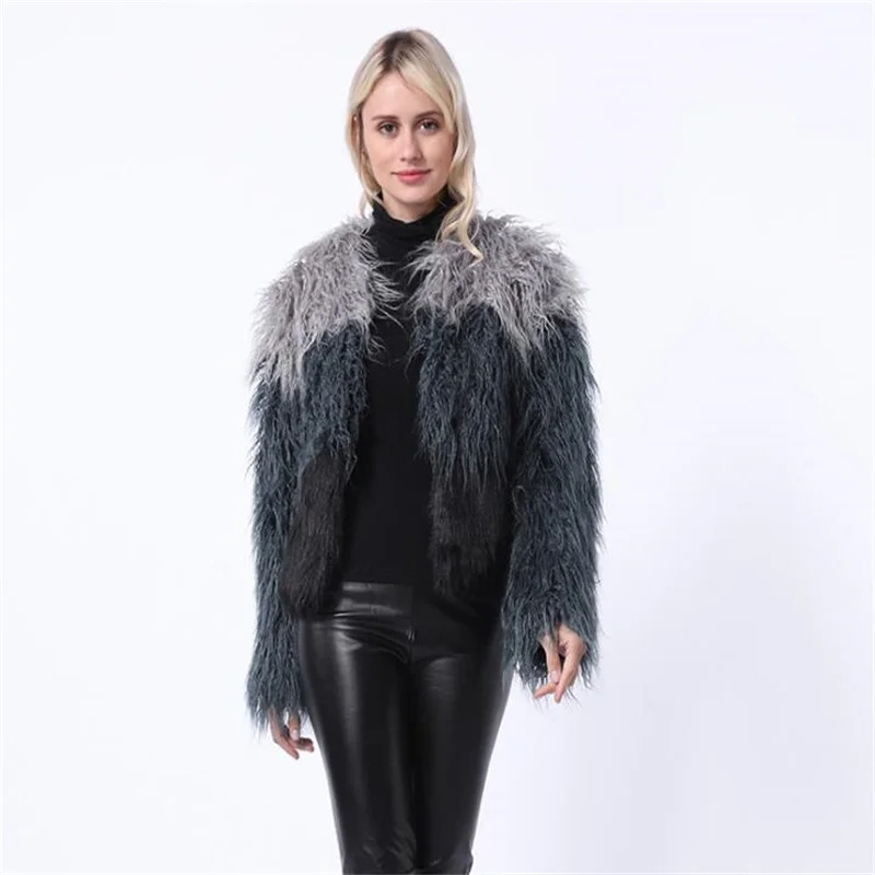 Autumn short faux fur leather jacket womens warm fur leather coat women loose jackets winter thicken fashion b540