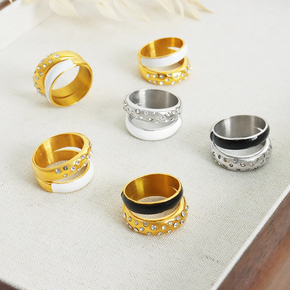 

Amaiyllis 18K Gold Light Luxury Inlaid Zircon Oil Drop Double Layer Index Finger Rings Niche Zircon Women’s Ring Jewelry