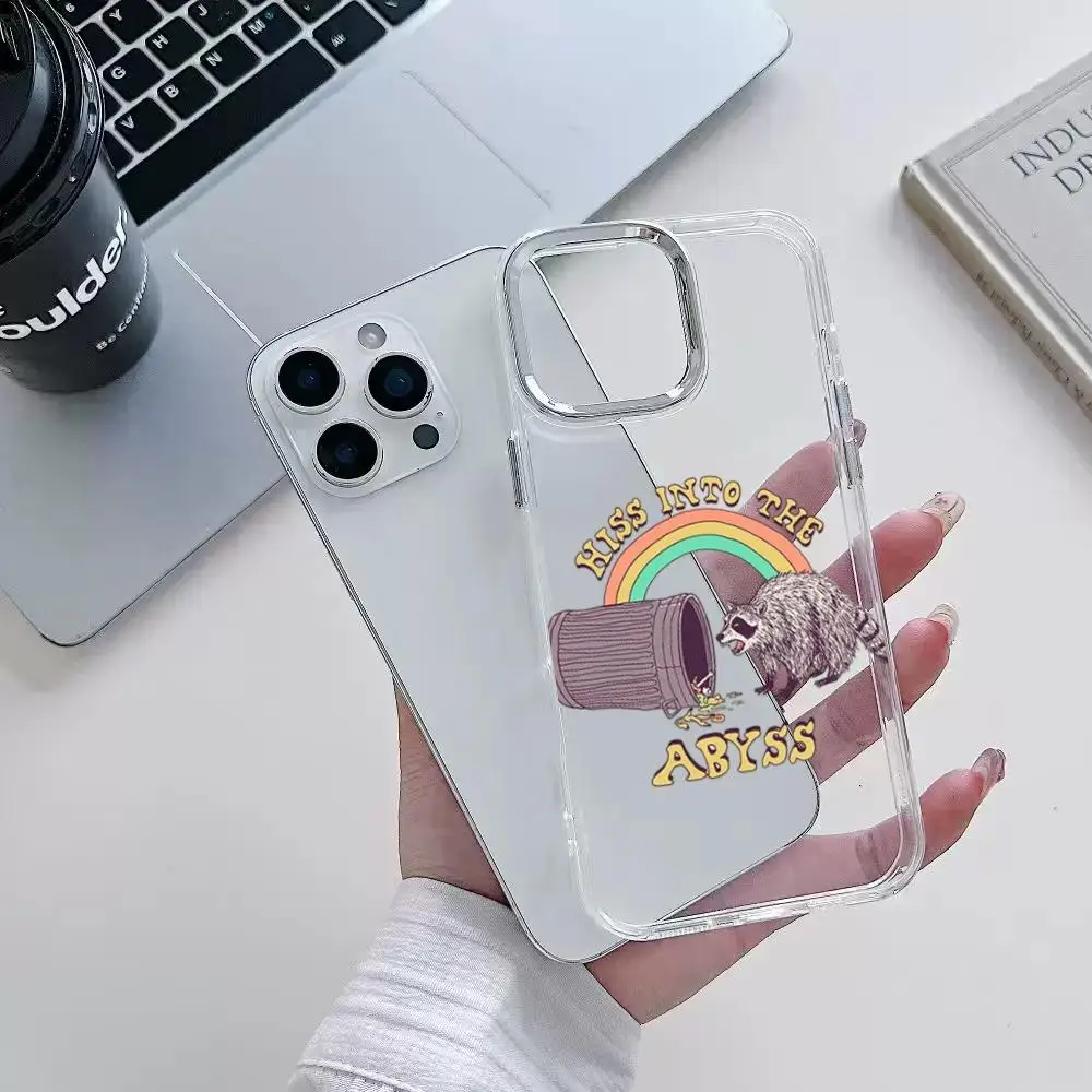 Матовый противоударный мягкий чехол для iPhone 17, 16, 15, 14, 13, 12, 11, Mini, Pro, MAX с забавным милым енотом, серый (art.: 3920db47f6ee2) - 3920db47f6ee2