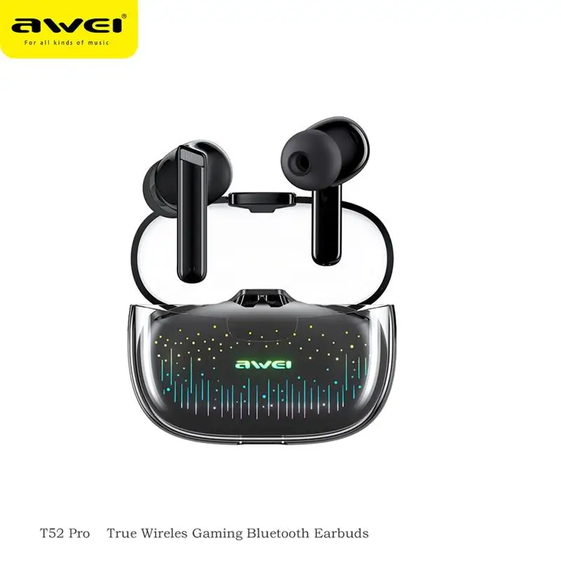 

Awei T52 Wireless Bluetooth V5.3 Earphones In-Ear TWS Bass Headphones With Mic Transparent Earbuds HiFi Stereo Headset 300mAh