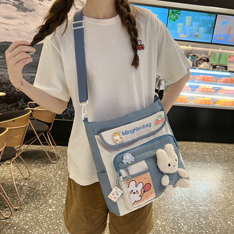 TRAVEASY Cute Satchel Bags Contrast Color Women Fashion Pink Handbag Primary School Student Girls Children Kawaii Shoulder Bags