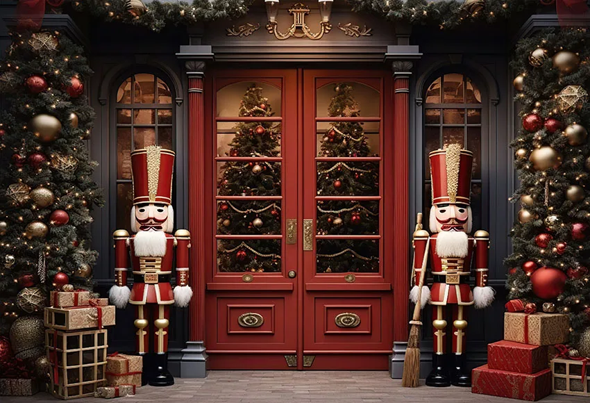 Рождественский фон Mehofond для детской фотосъемки с изображением солдатиков