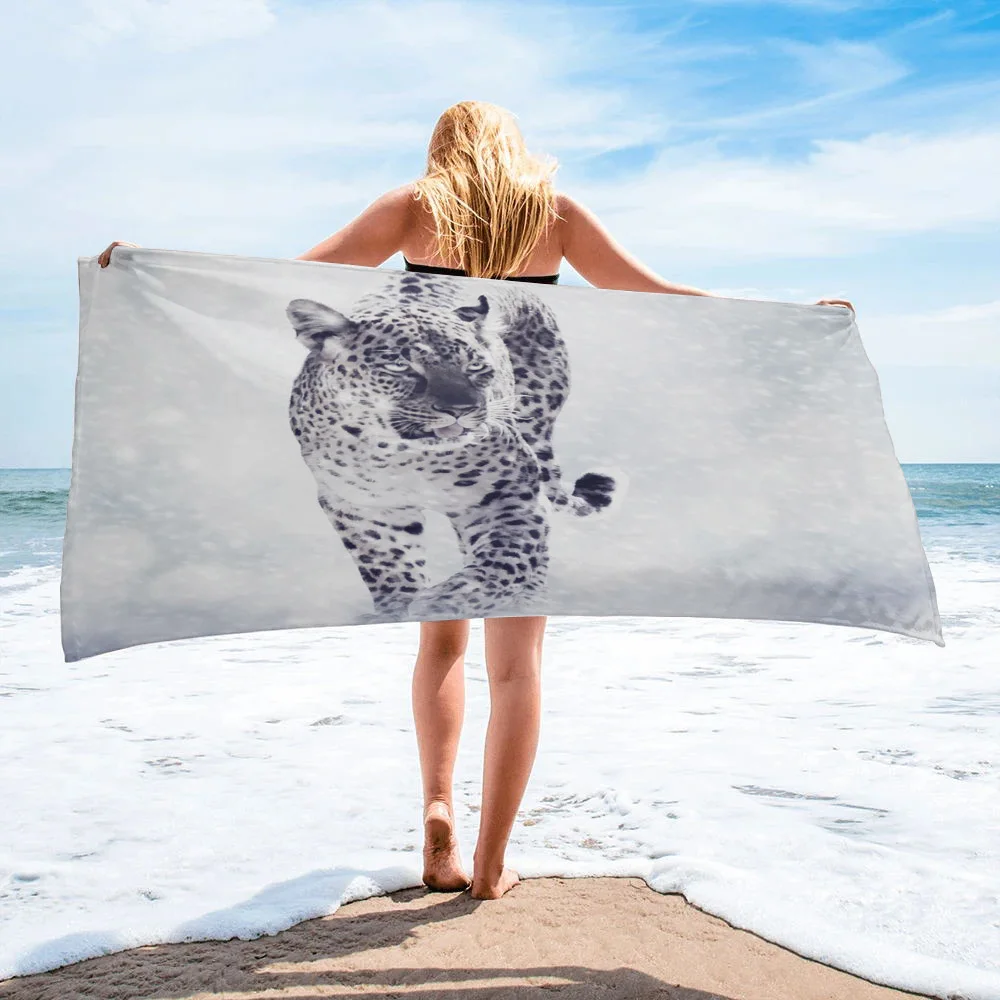 

Leopard Animal Snowflake Winter Large Bath Towel Camping Bathroom Accessories Microfiber Beach Towel Home Bath Towels for Adults