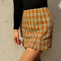 women casual elegant korean harajuku mini skirts 2021 split high waist plaid skirt new lady streetwear sweet girl college skirt