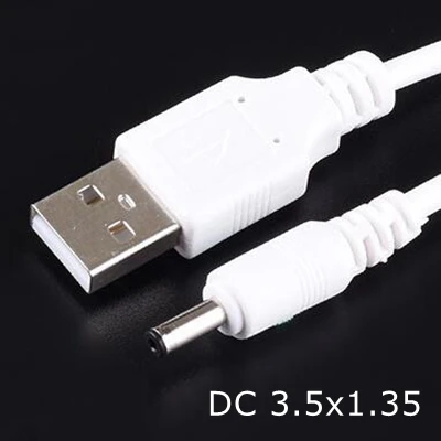 Белый 3 фута 5 в постоянного тока Шнур питания USB к DC мм x 1 35 Цилиндрический разъем