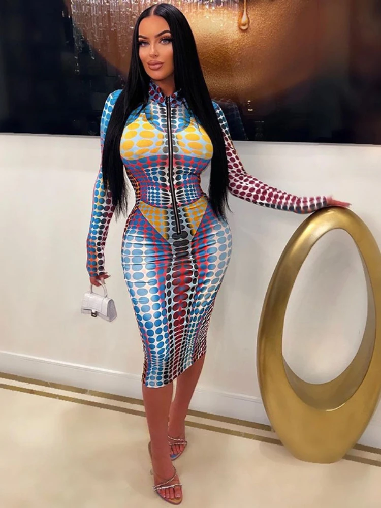 

Соблазнительные платья для женщин, новинка весны 2023, женское облегающее платье на бедрах, облегающие длинные платья на молнии с высоким вор...