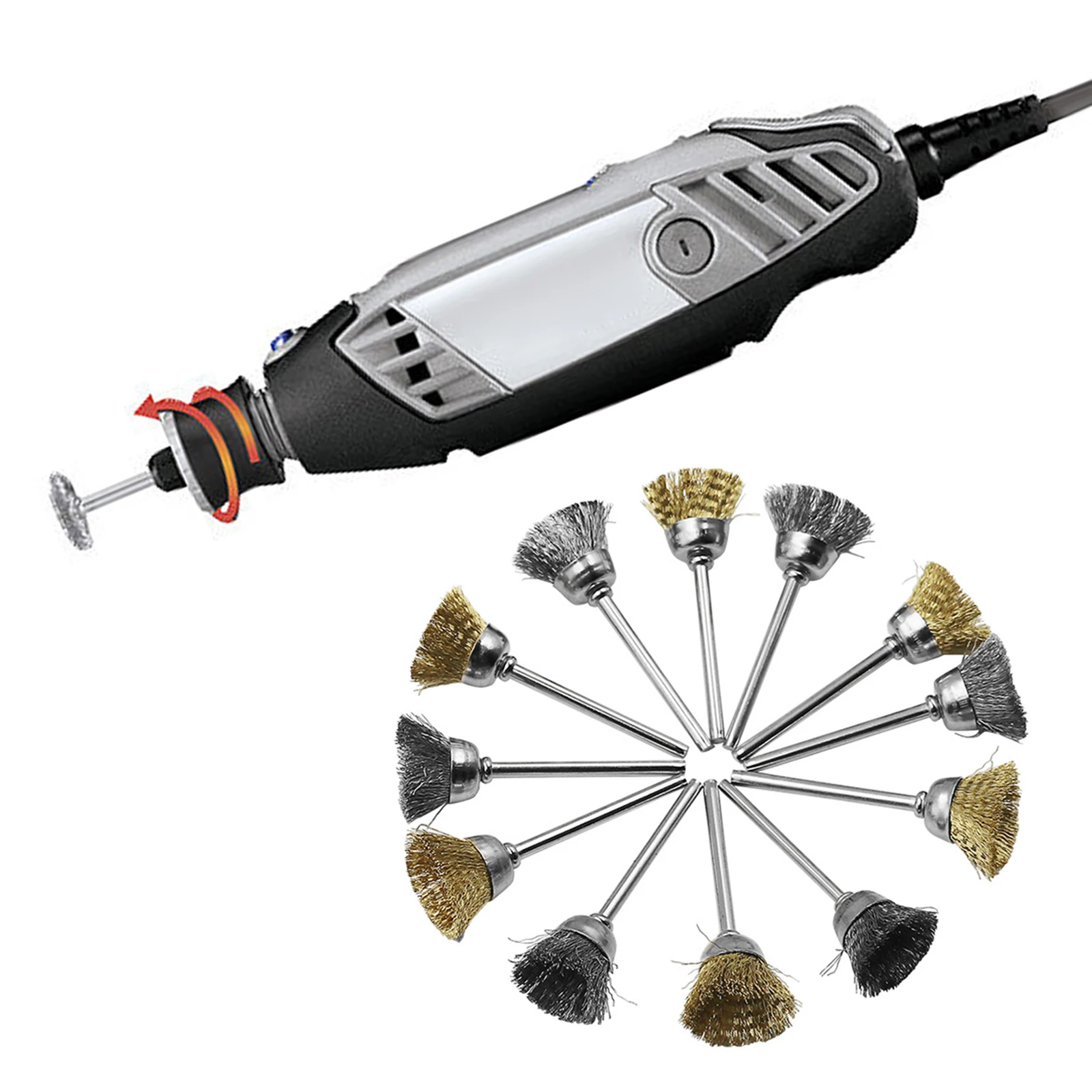 

98pcs Grinding and Polishing Tool Set Wire Brush Grinding Flower Head Cleaning Derusting Brush Deburring Electric Accessories