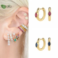 925 sterling silver needle vintage small hoop earrings fashion colored zircon gold earrings for women party premium jewelry gift
