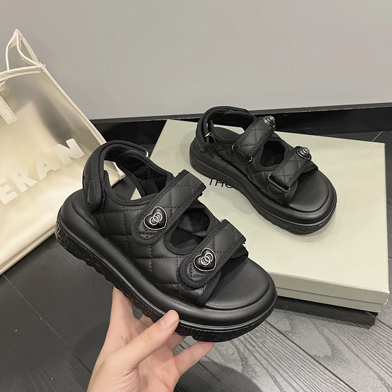 Designer Platform Sandals Woman Summer 2023 Fashion High Heels Luxury Pumps Shoes Flats Chunky Elegant Party Roman Sandals Girls