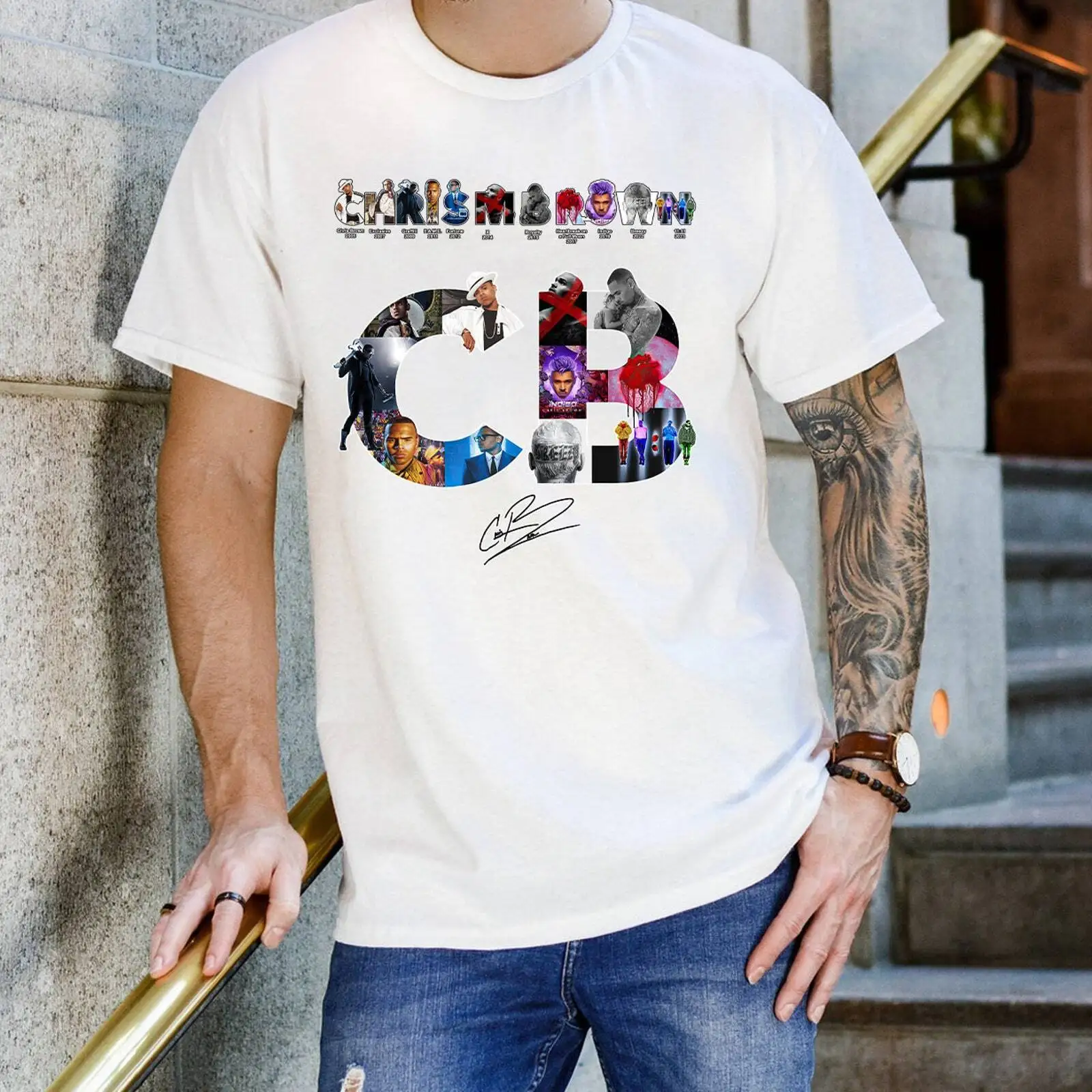 Круглая рубашка 2024 Крус Браун 11:11 Тур Крис брези Ши