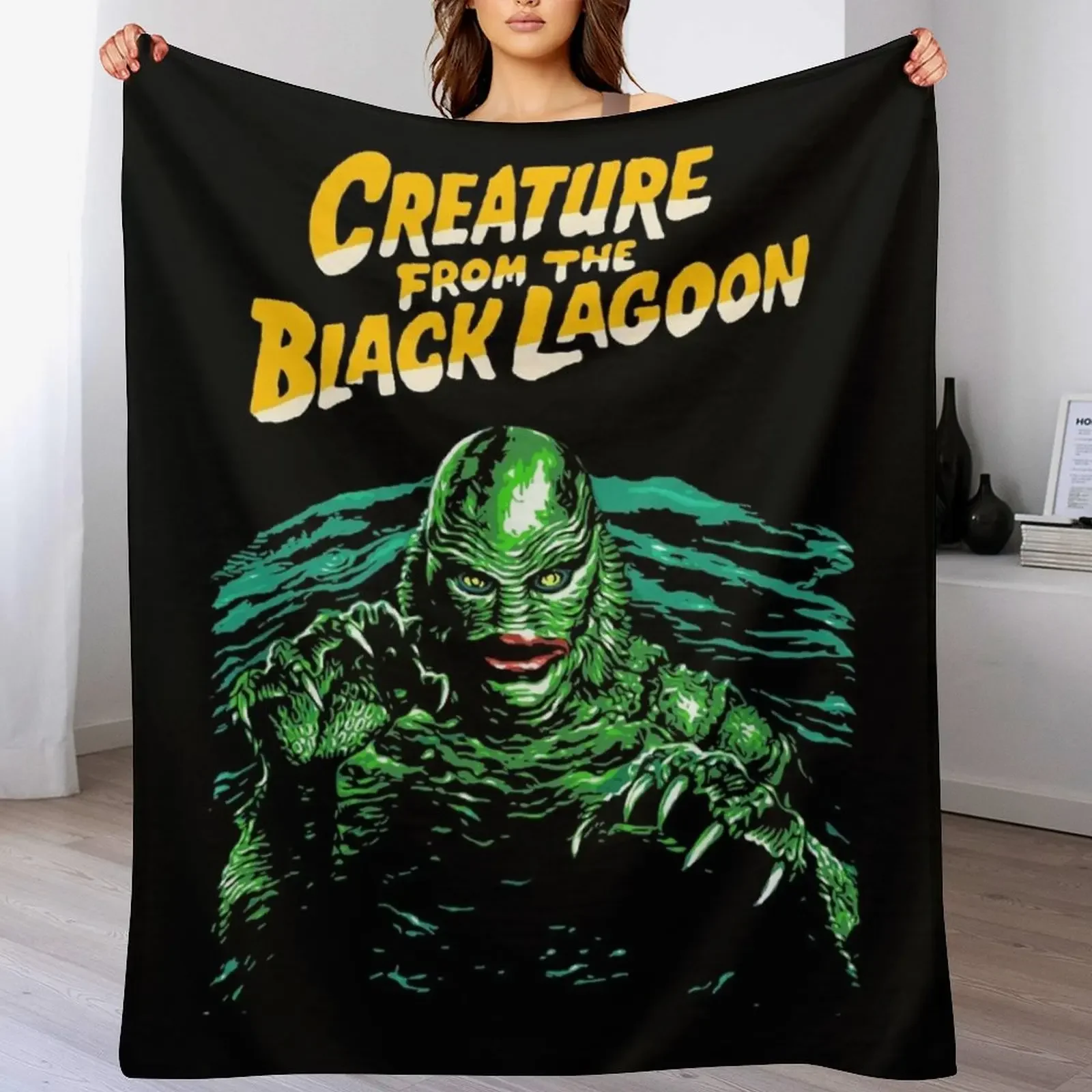 Ретро винтажное одеяло Существо из черной лагуны движущееся декоративное мягкие