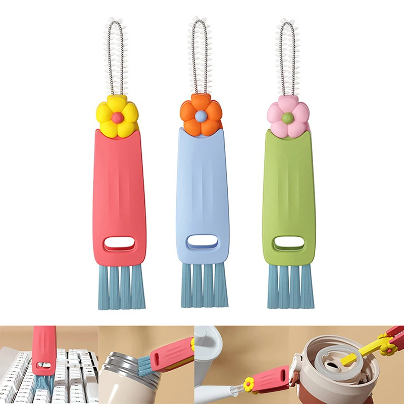 

3 In 1 Bottle Cap Brush Milk Bottle Brush Cup Cover Cleaning Brush Portable Multifunctional Lunch Box Groove Cleaning Brush