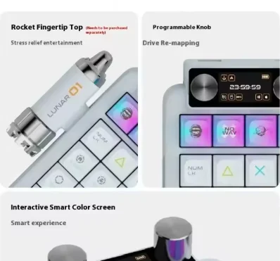 Фото Механическая клавиатура KeysMe Lunar 02 с цифровой панелью, Bluetooth, беспроводная, с полным набором клавиш, возможностью горячей замены, цветным экраном, настраиваемая, для офиса №4