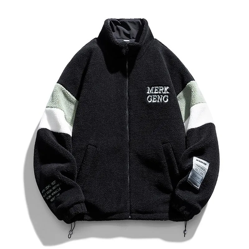 2022 Winter Sherpa Cashmere Jacket Men's Korean Style Stand Collar Loose Fashion Cotton Coat Thickened Warm Casual Jacket