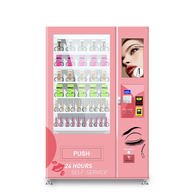 

2023 Custom Pink Toy Hair Vendor Lash Vending Machine Beauty Purchase Cosmetics Vending Machine for False Lashes With LED Screen