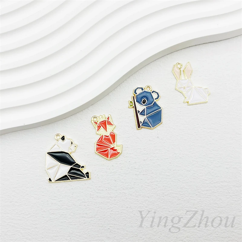 10pcs Specially Designed Panda Fox Drop Oil charms Alloy Pendant DIY Phone chain Key chain necklace