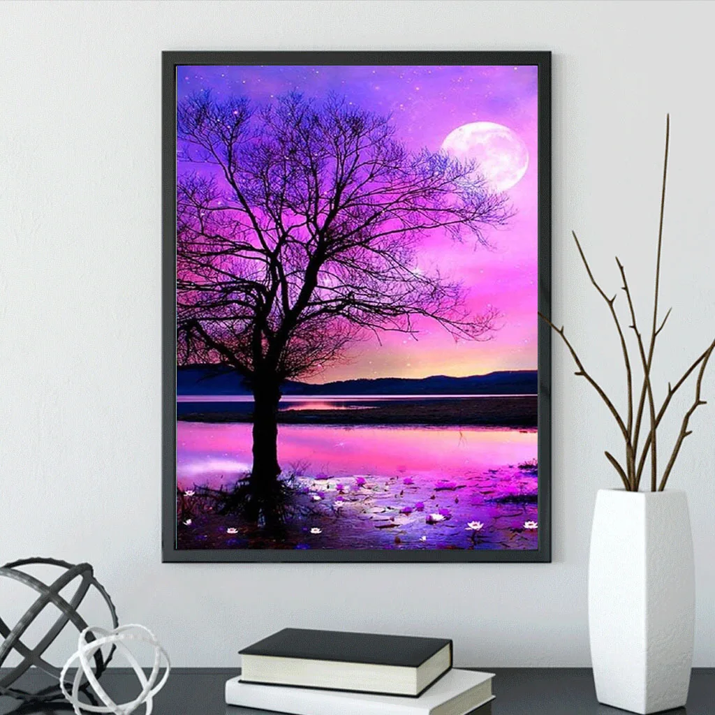 Алмазная 5D картина сделай сам с цветами Круглая Мозаика Пляжный Пейзаж алмазная