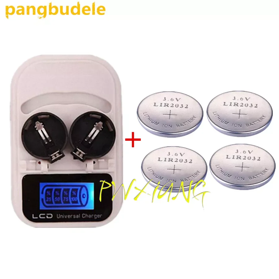 

NEW2023 1PCS charger+4PCSLIR2032 ,battery charger LIR2032 LIR2025 LIR2016 3.6V button battery, LED rechargeable display, USB int
