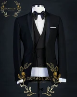 szmanlizi costume marriage homme classic 3 pieces mens suits black slim fit groom tuxedos for wedding party blazerpantsvest