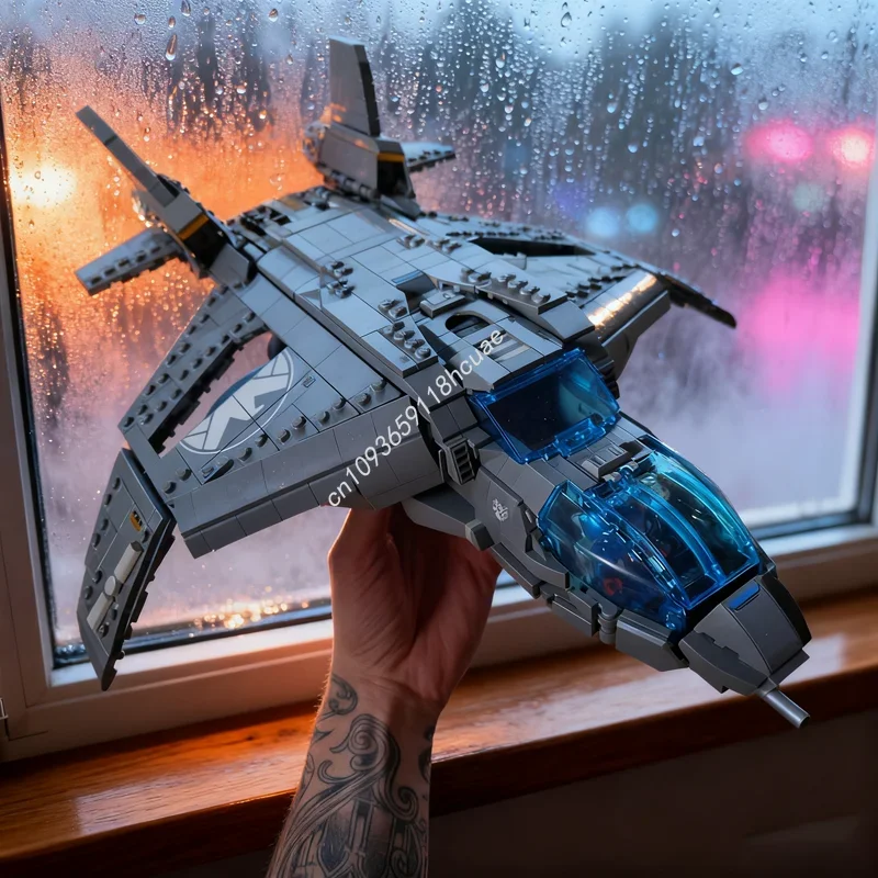 Фото 1332 детали MOC Figscaled Quinjet The Avengers: Конструктор-модель, подарок на фестиваль, игрушка для сборки своими руками, развивающая идея для творчества №1