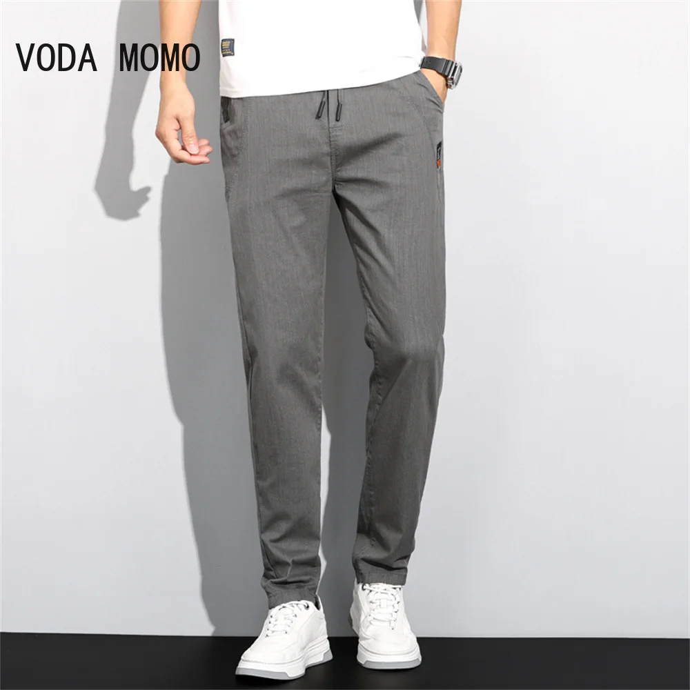 

2022 Summer Men's Jeans Jogger Thin Harem Pants Cotton Banded Pant Korea Style Light Blue Hip Hop Beam Feet Casual Trousers Male