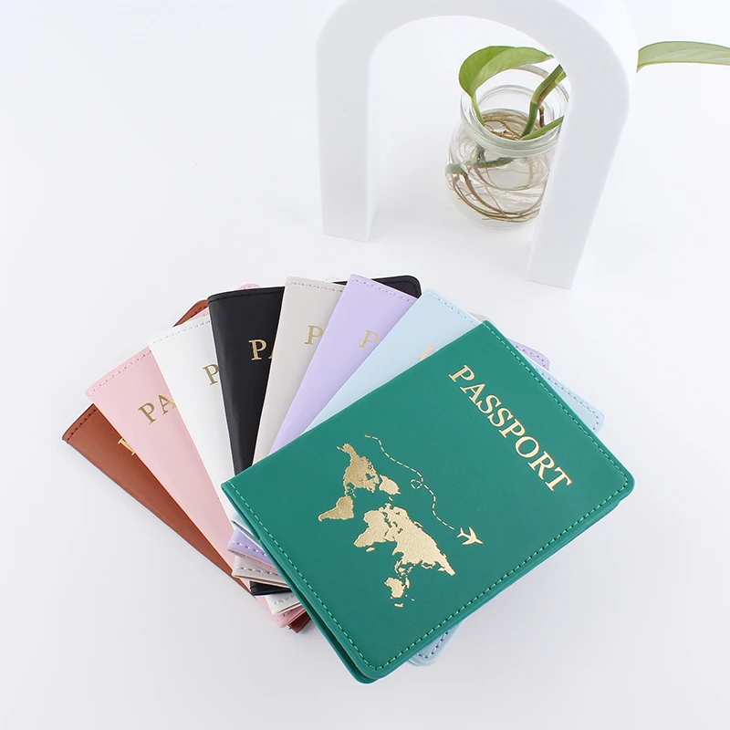 

New Simple Fashion Passport Cover World Map Thin Slim Travel Passport Holder Wallet Gift PU Leather Card Case Cover Unisex