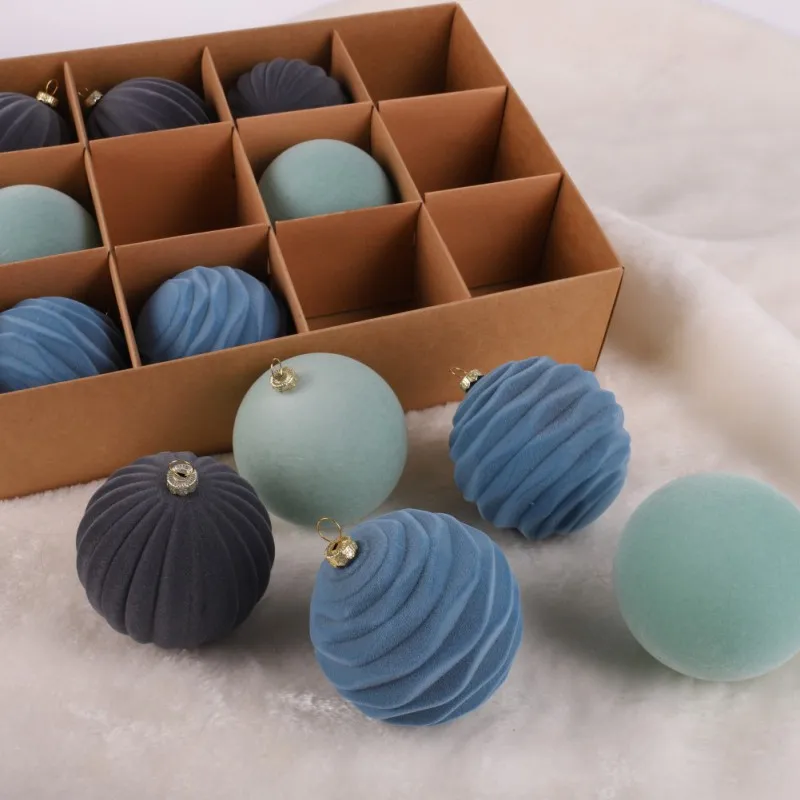 8 см флокированные рождественские шары набор из 12 шт. для рождественских и