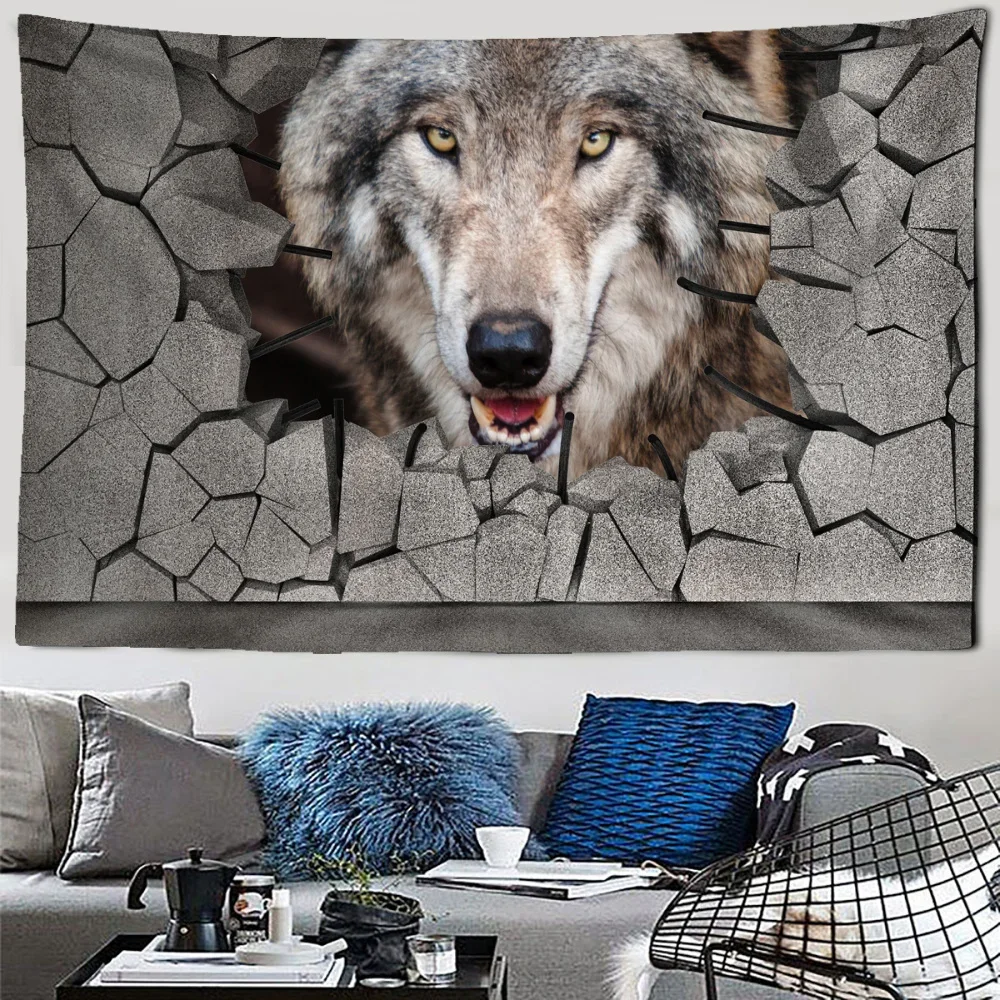 Минималистичная настенная книжная полка гобелен волка природный пейзаж