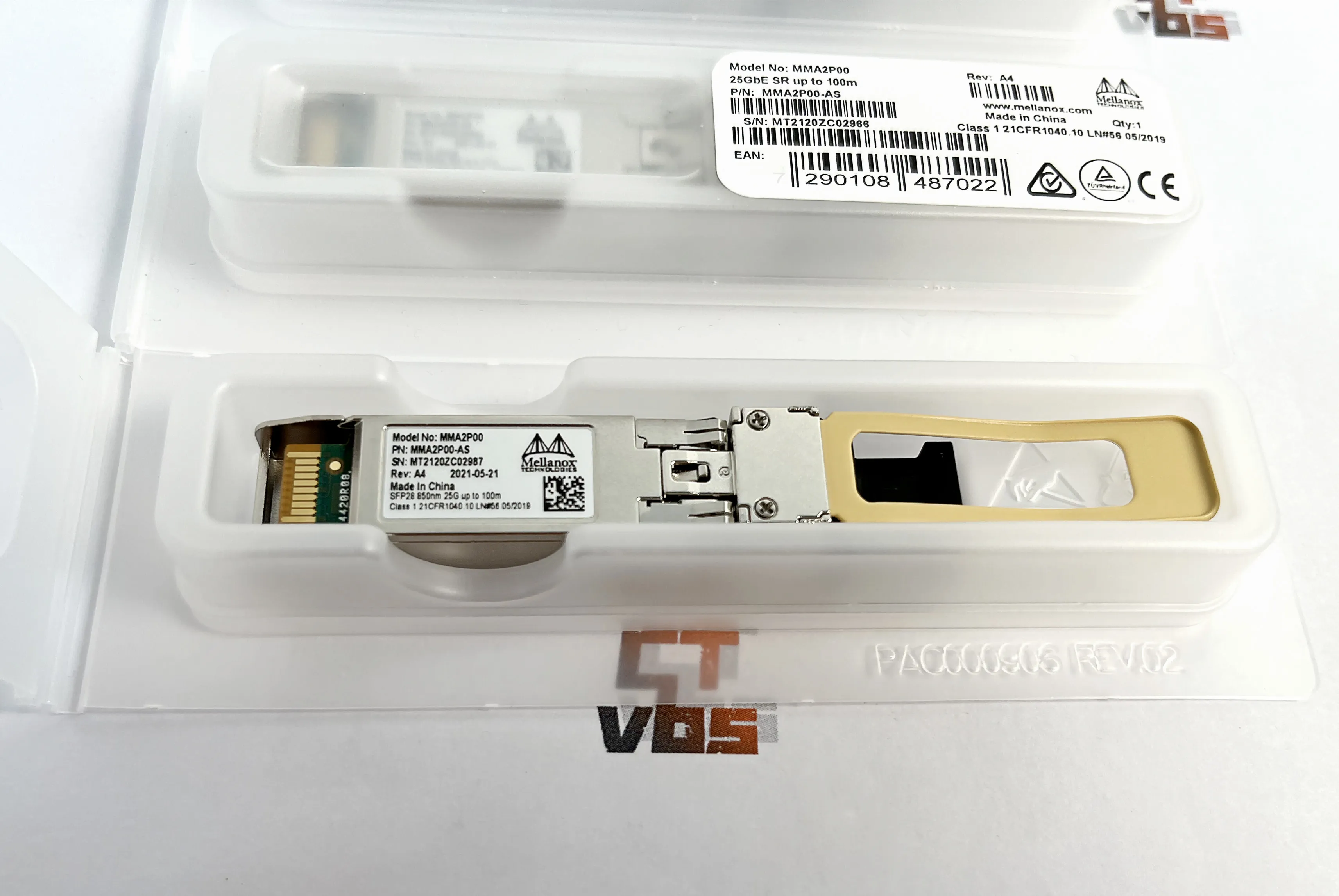Mellanox 25GbE SFP28 MMA2P00-AS 850nm 4 MCX4121A-ACUT Optical Transceive Module