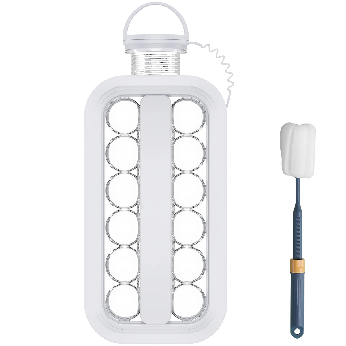 

Portable Ice Cube Tray Ice Ball Maker Mold with 17 Grids 2 in 1 White Cold Drink Cooler Ice Cube Molds Ice Ball Kettle with Lid