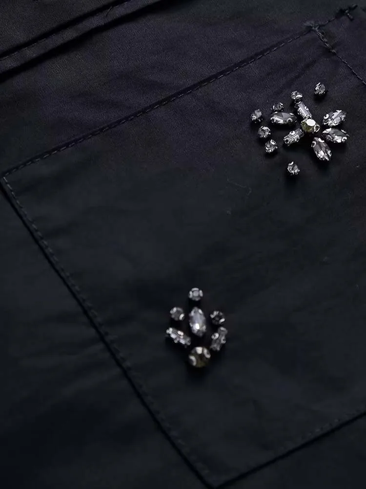 Блузка женская оверсайз с длинным рукавом блестками и бисером