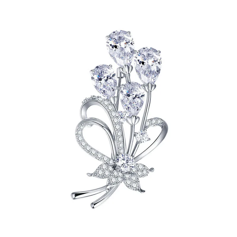 

Tulip Flower Brooch For Women WithCrystal Rhinestone Brooches Pin Accessories Office Party Dress Bag Buckle Pins Brooch Jewelry