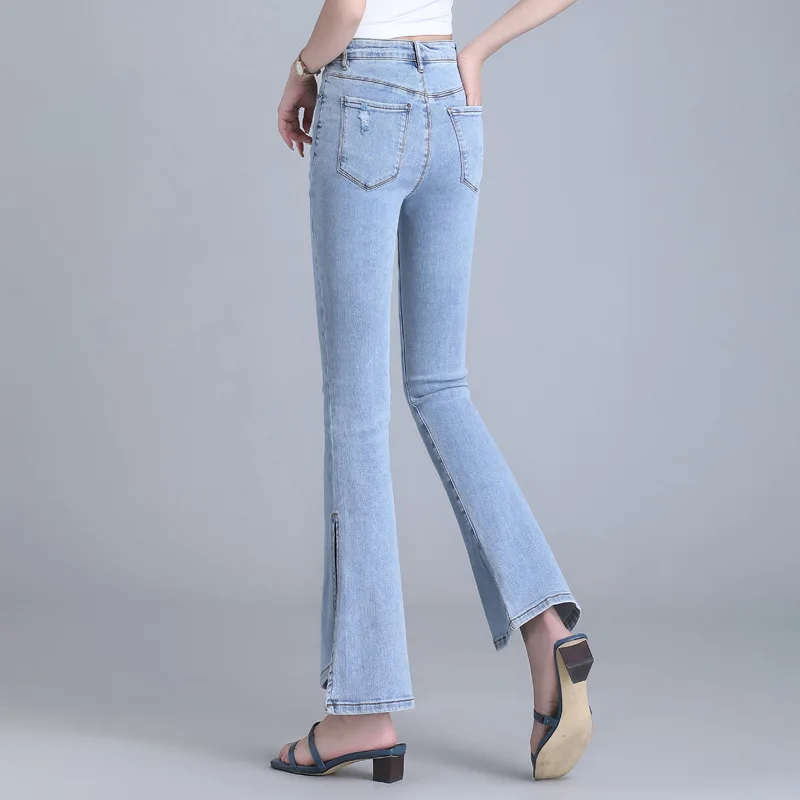 Slit Jeans Women 2022 Casual High Waist 