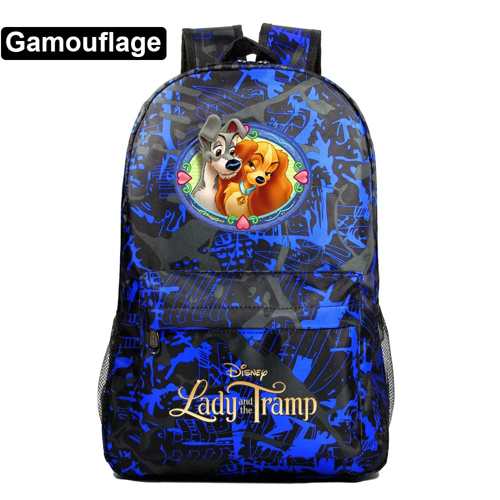 Disney Lady and the Tramp Printed School Backpack Anime Teenager Fashion Casual Girls Boys Schoolbag Harajuku Travel Bags
