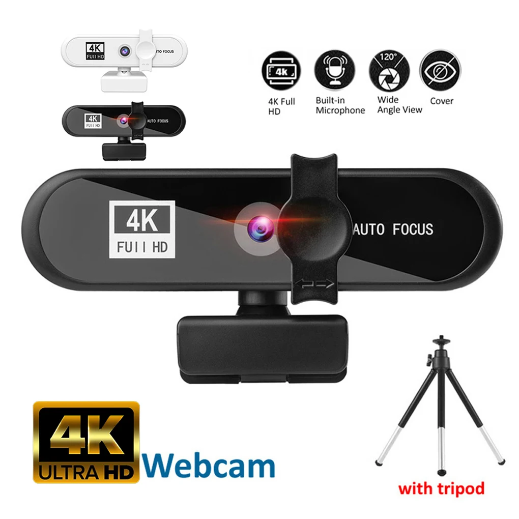 

Computer Webcam USB Online Meeting PC Camera Wired Replacement Web Cam Camcorder Office Live Streaming Black 4K