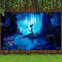 Disney Princess and The Frog Backdrop Tiana Party Photography Background Baby Shower Girl Birthday Party Cake Banner Decoration