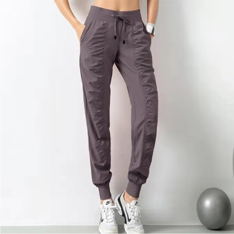 

Luluwomen Four Seasons Sweatpants Women's High Waist Quick-drying Loose Fitness Running Harem pants fold slim drawstring casu