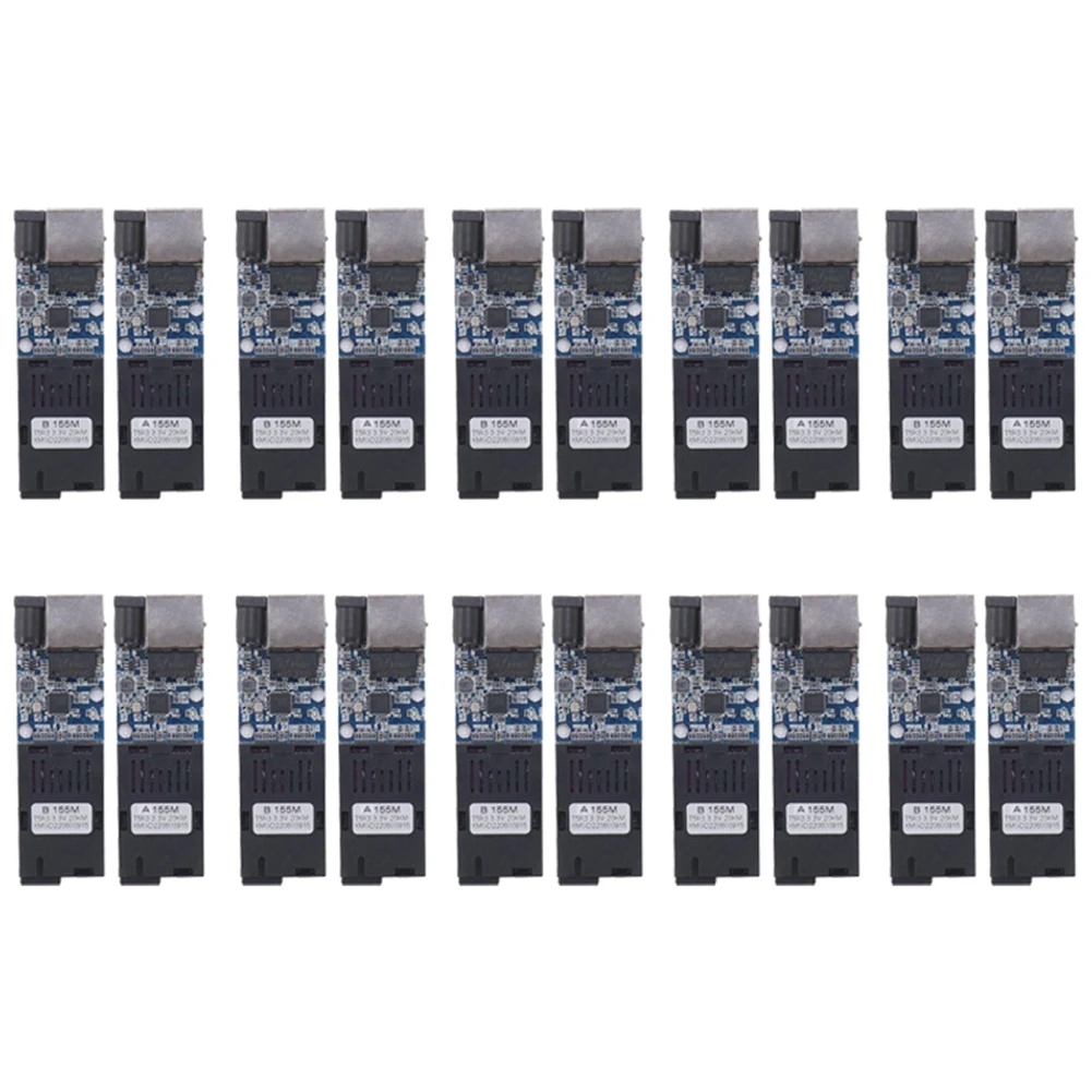 10 пар Мини-волоконный оптический медиаконвертер 10/100 Мбит/с, одномо ...