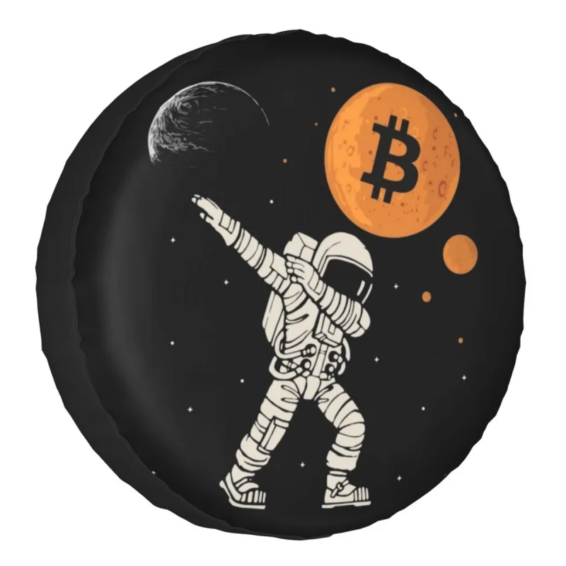 

Bitcoin To The Moon Dabbing Astronaut Spare Tire Cover for Mitsubishi Cryptocurrency Blockchain BTC Geek Car Wheel Protectors