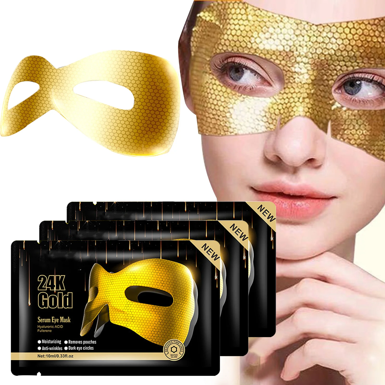 

Eye Patches Skincare 8pcs Dark Circles All Cover Eye Patch For Women 24k Gold Honeycomb Eyelid Lifter Strips Reduce Dark Circles