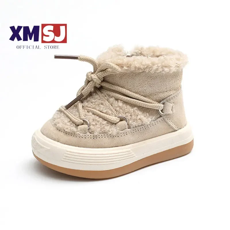 

2023 New Winter Baby Boots Warm Plush Rubber Sole Toddler Kids Sneakers Infant Shoes Fashion Little Boys Girls Boots