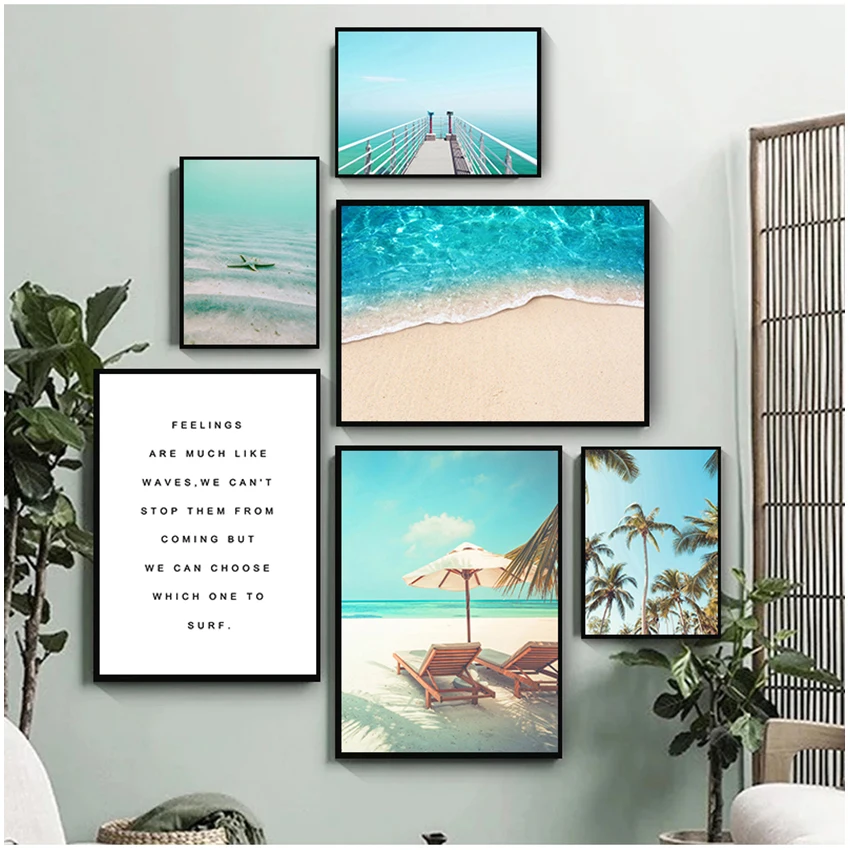 

Beach Palm Tree Bridge Wall Art Canvas Painting Nordic Posters And Prints Wall Pictures For Living Room Scandinavian Home Decor