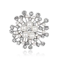 tulx imitation pearl rhinestone crystal flower snowflake brooches for women wedding bridal party round bouquet brooch pin