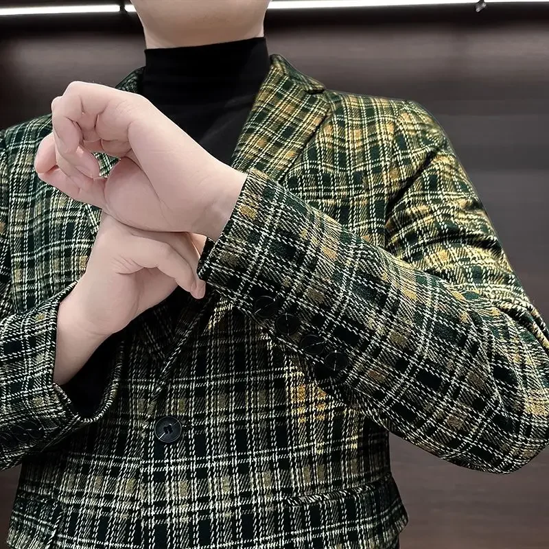 Однобортные тонкие мужские костюмы и пиджаки в клетку облегающие оригинальные