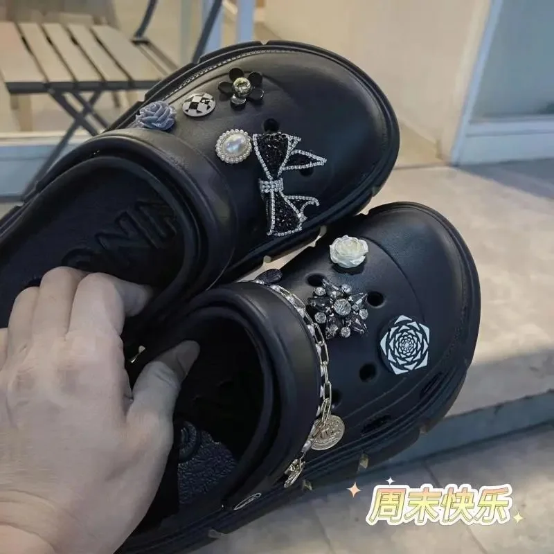 

Croc Подвески подходят для сабо сандалии аксессуары для обуви панк темные Рекомендуемые DIY аксессуары декоративная пряжка